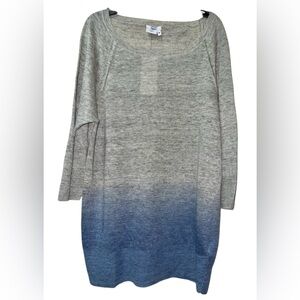 DKNY SWEATSHIRT CREWNECK TIE-DYE  WOVEN LINEN GREY COLOR 3/4 SLEEVES SIZE MEDIUM